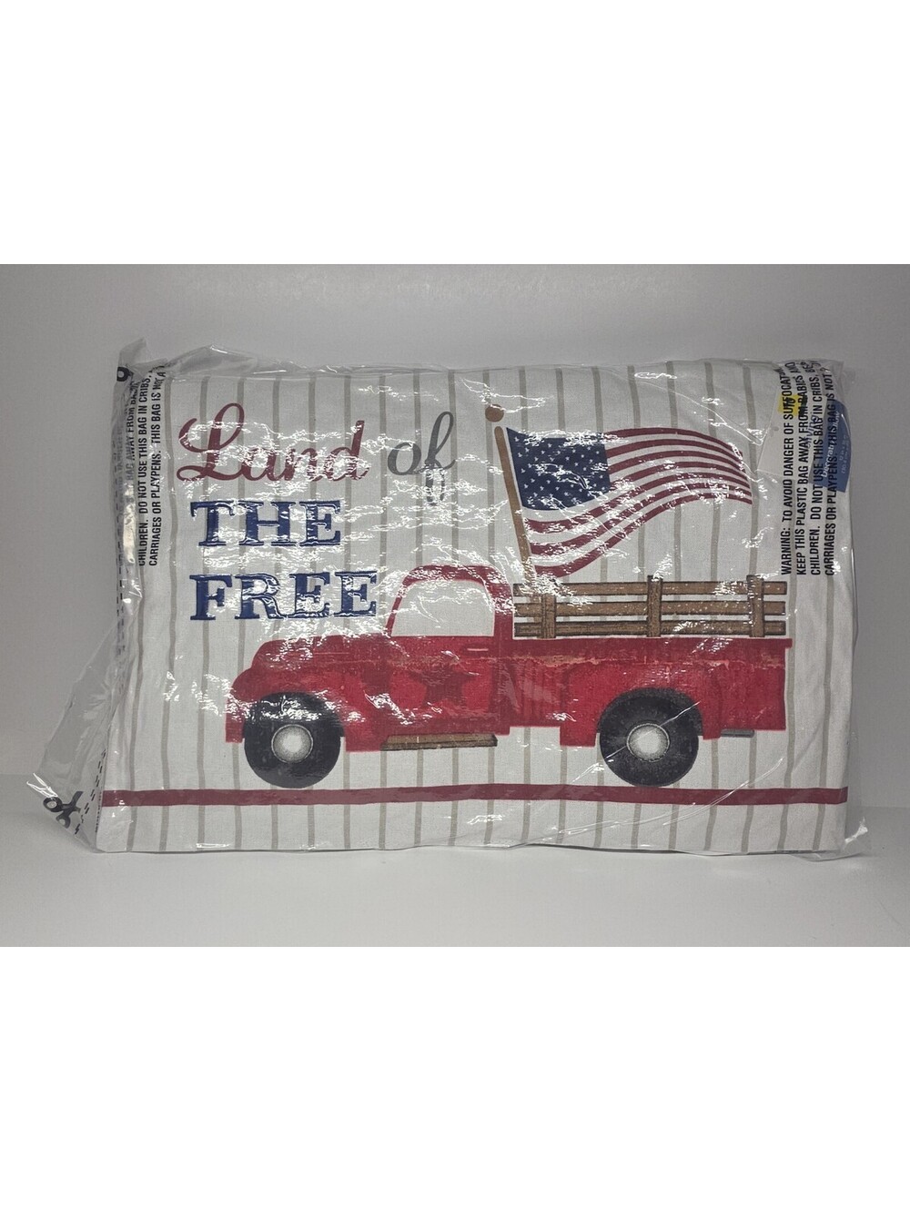 American Flag Old Pickup Truck Patriotic Decorative Pillow Rectangle 12x18 Couch